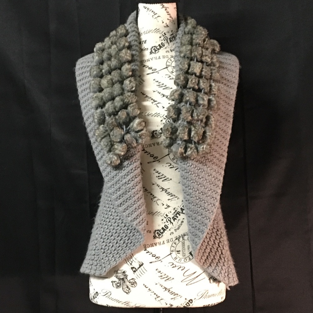 Intrigue Gray Sweater Vest w/ Pom Poms Medium